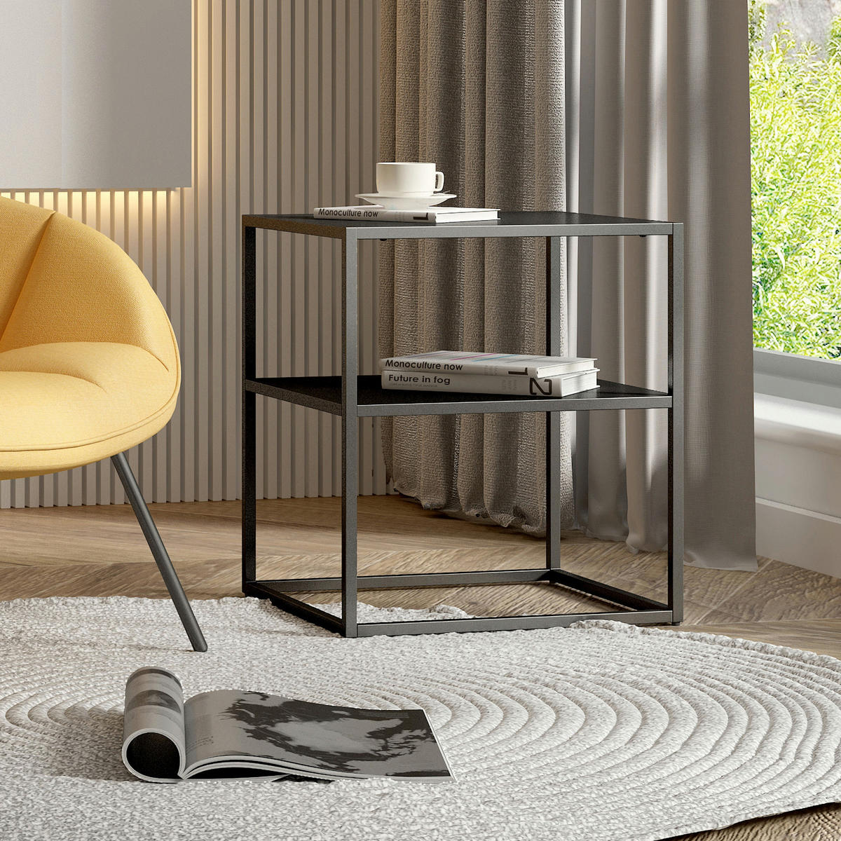 BEISTELLTISCH Raahe - Schwarz, Metall (40/45/50cm) - [en.casa]