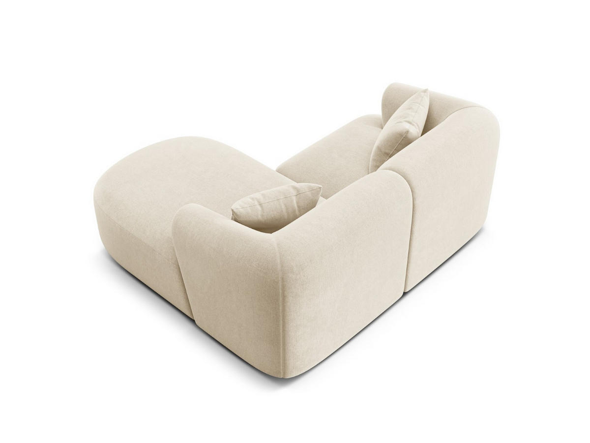 MODULARES-ECKSOFA rechts Campi aus Samt leichtes beige 3 Sitzplätze - Creme, Textil (156/180cm) - Cosmopolitan Design