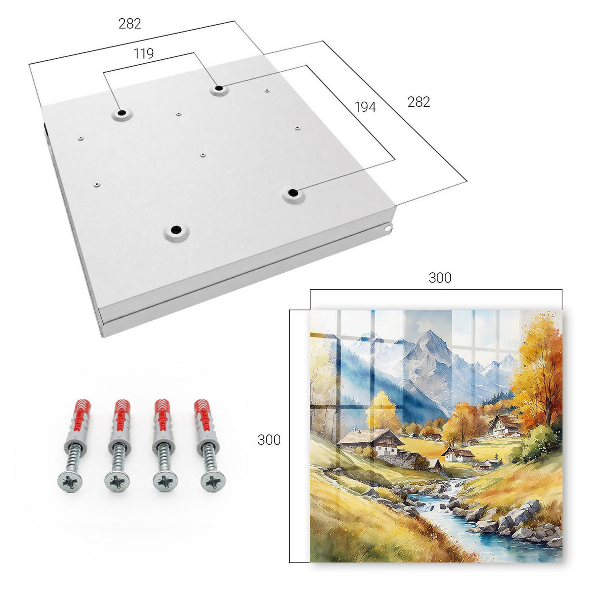 SCHLÜSSELBOX Weiß 30x30 cm – Türöffnung nach rechts - Bergfrieden - Gelb, Metall (30/30/5cm) - TULUP