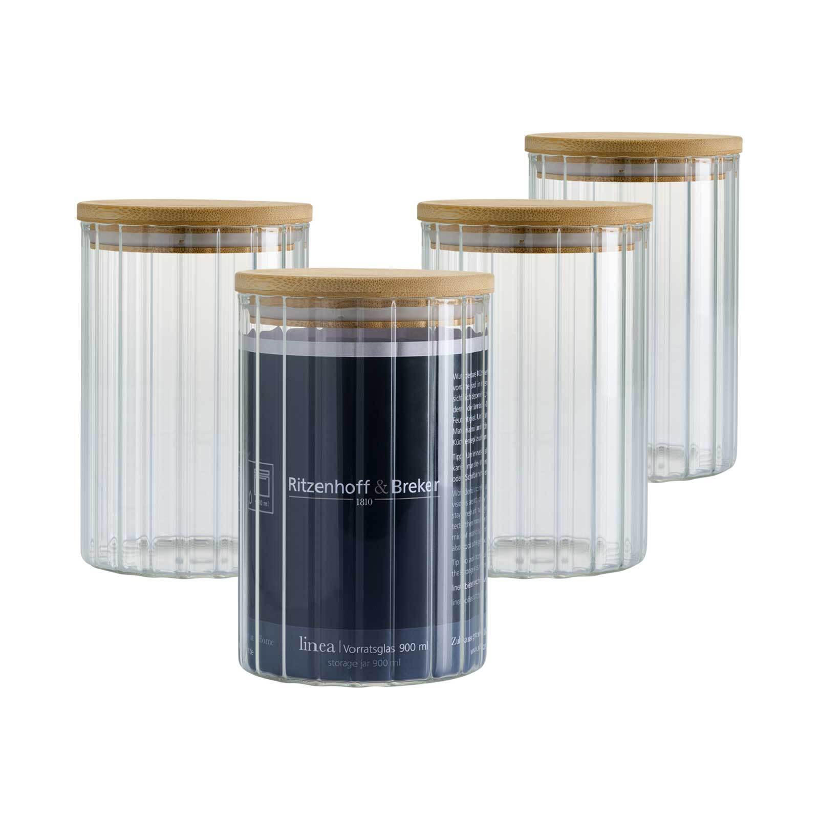 VORRATSGLÄSER Linea transparent 900 ml 4er Set - Transparent, Glas (10/16/10cm) - Ritzenhoff Breker