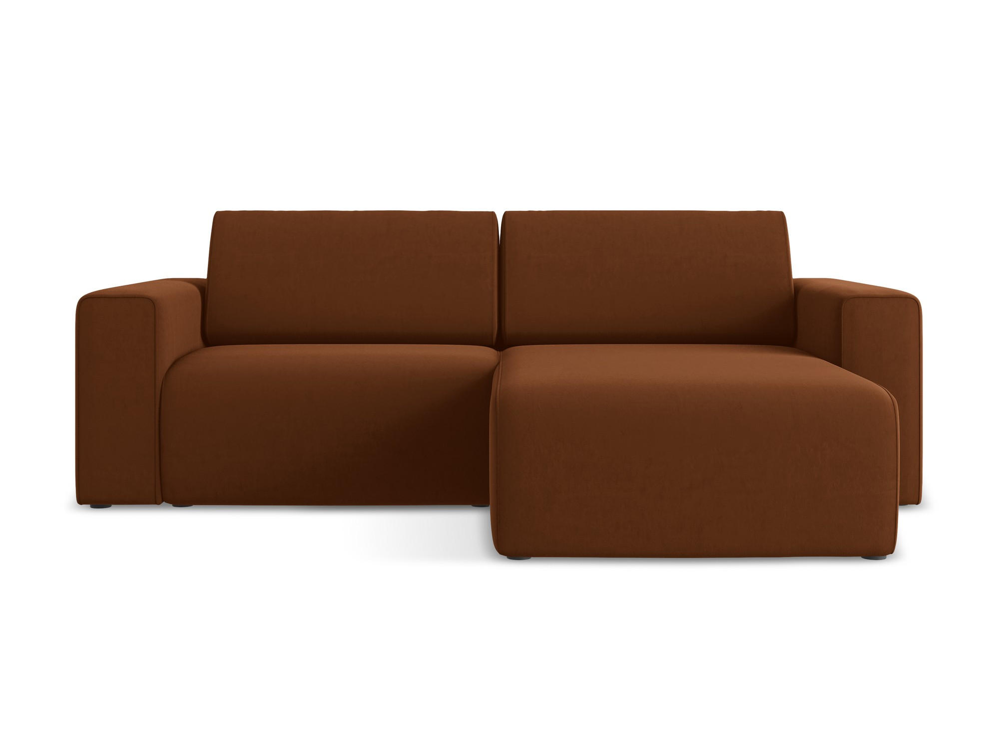 ECKSOFA Rechts Samt Stoff Orange - Rot/Terra cotta, Kunststoff/Textil (224/167cm) - Makamii
