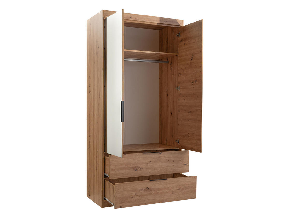 KLEIDERSCHRANK Majorka 103 - Schwarz/Eiche Artisan, Holzwerkstoff/Kunststoff (103/213/60cm) - MIRJAN24