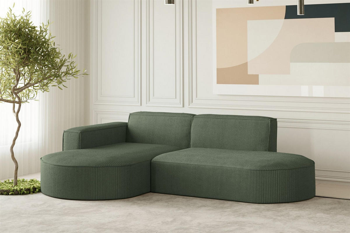 SOFASET Palma In Scala - Grün, Holzwerkstoff/Textil (236/78/165cm) - Fun Möbel