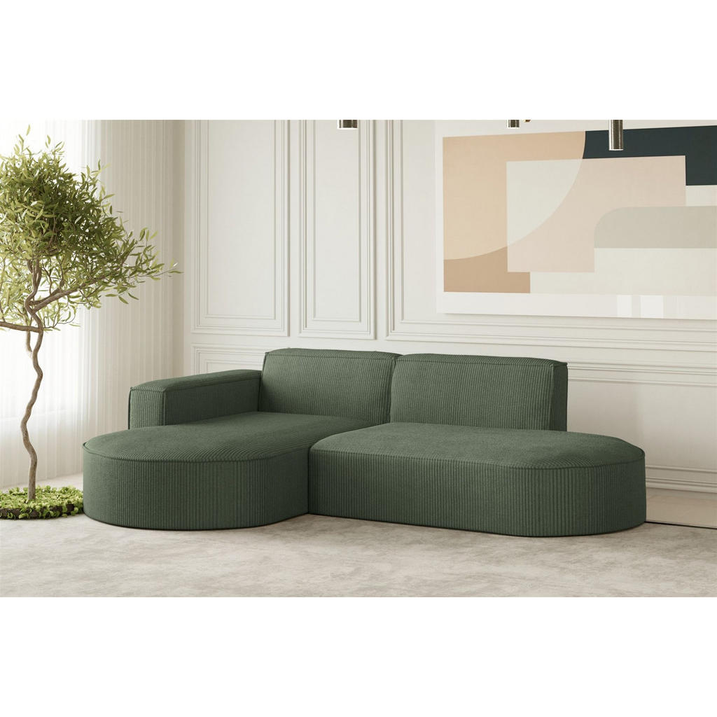 Thumbnail - Fun Möbel Ecksofa, Grün, Textil, Ottomane links, 236x165 cm, Wohnzimmer, Sofas & Couches, Wohnlandschaften, Ecksofas