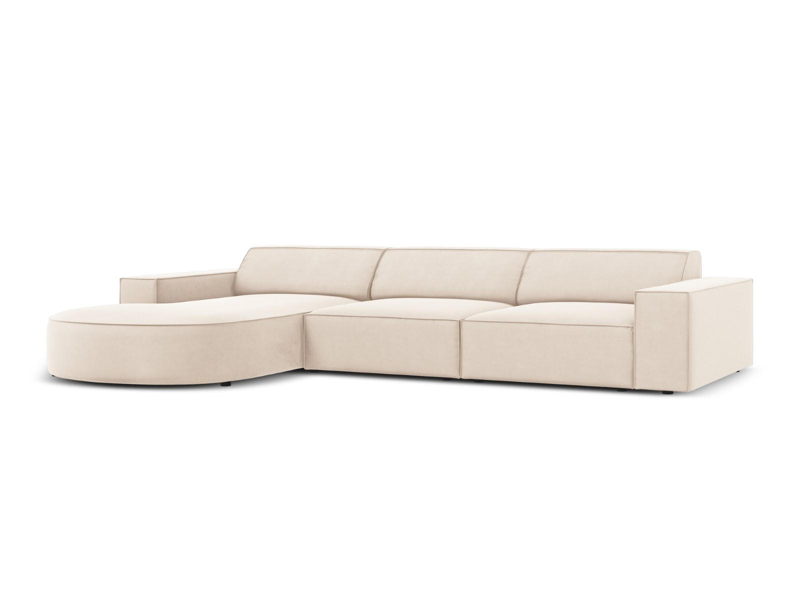 ECKSOFA links Jodie aus Samt leichtes beige 4 Sitzplätze - Beige, Textil (166/284cm) - Micadoni