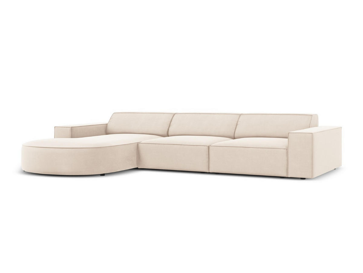 ECKSOFA links Jodie aus Samt leichtes beige 4 Sitzplätze - Beige, Textil (166/284cm) - Micadoni