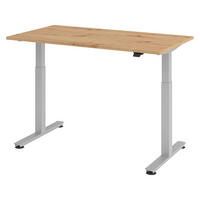 SCHREIBTISCH elektrisch XMST 80/140/74 cm in Wildeiche/Silberfarben - Wildeiche/Silberfarben, Holzwerkstoff (80/140/74cm) - bümö
