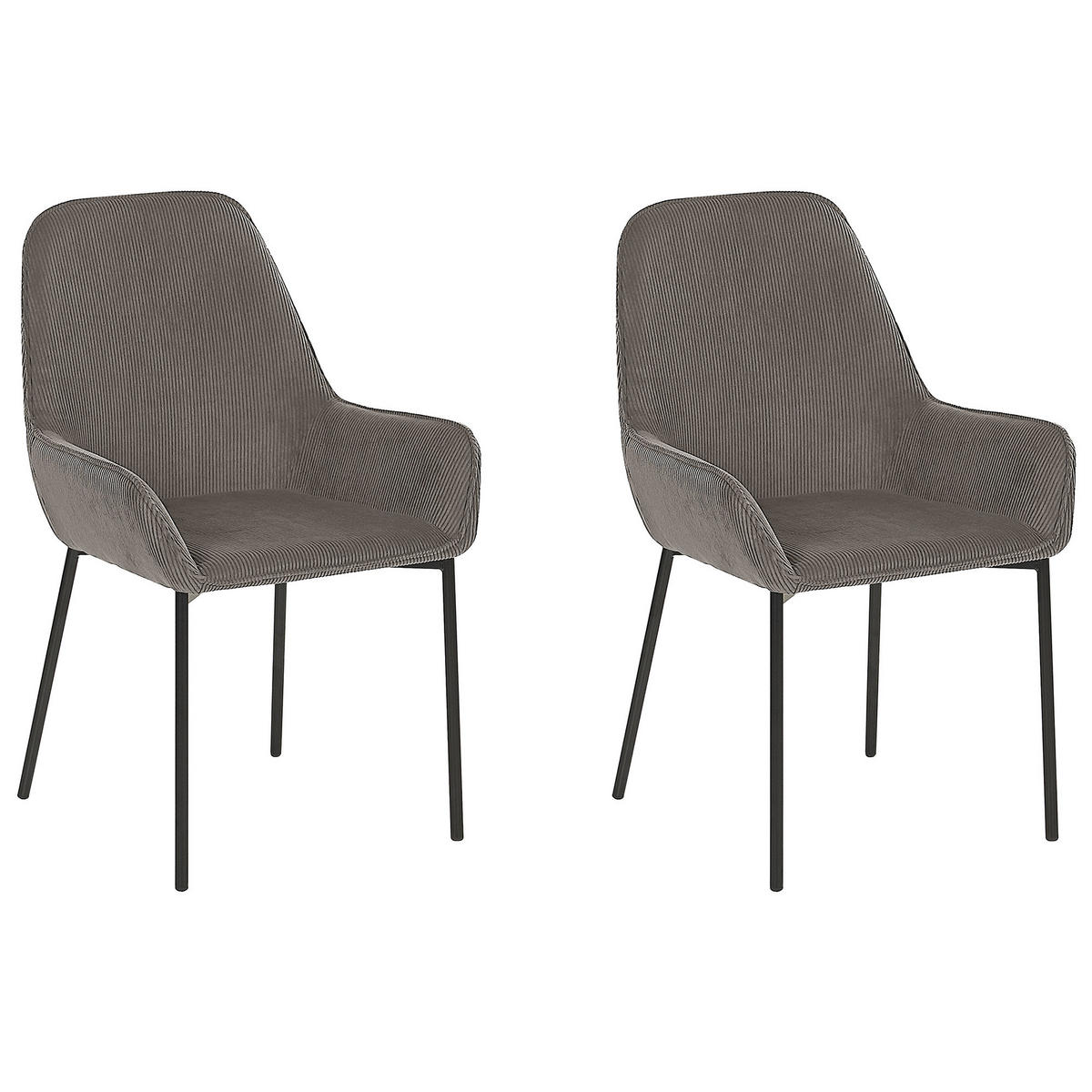 ÉTKEZŐSZÉK 2 darabos Szett Kordbársony Szürke Loverna - szürke, textil/fém (56/89/59cm) - Beliani