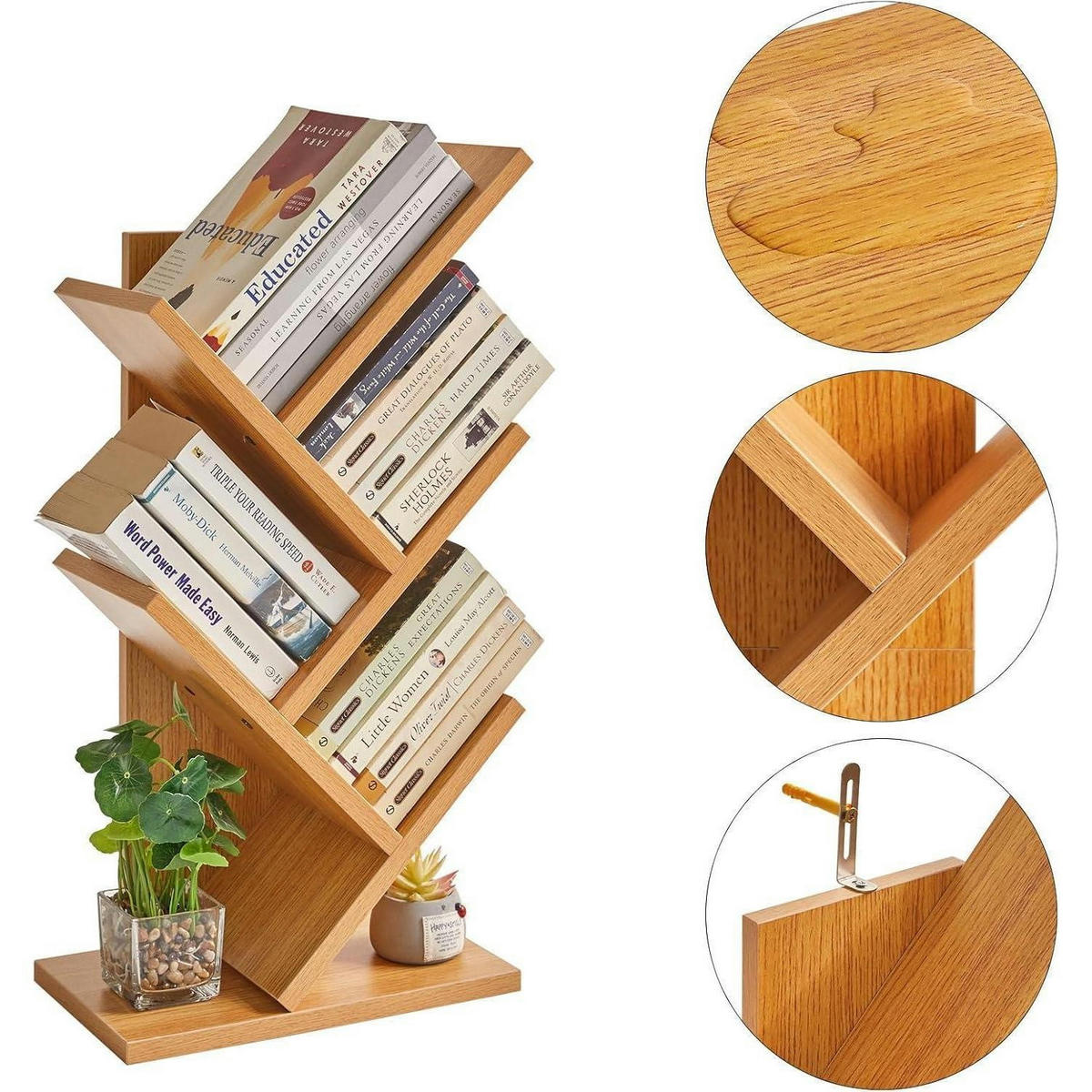 BÜCHERREGAL Baumform 4 Ebenen Naturfarben 60 cm - Braun, Holzwerkstoff (17/60/30cm)