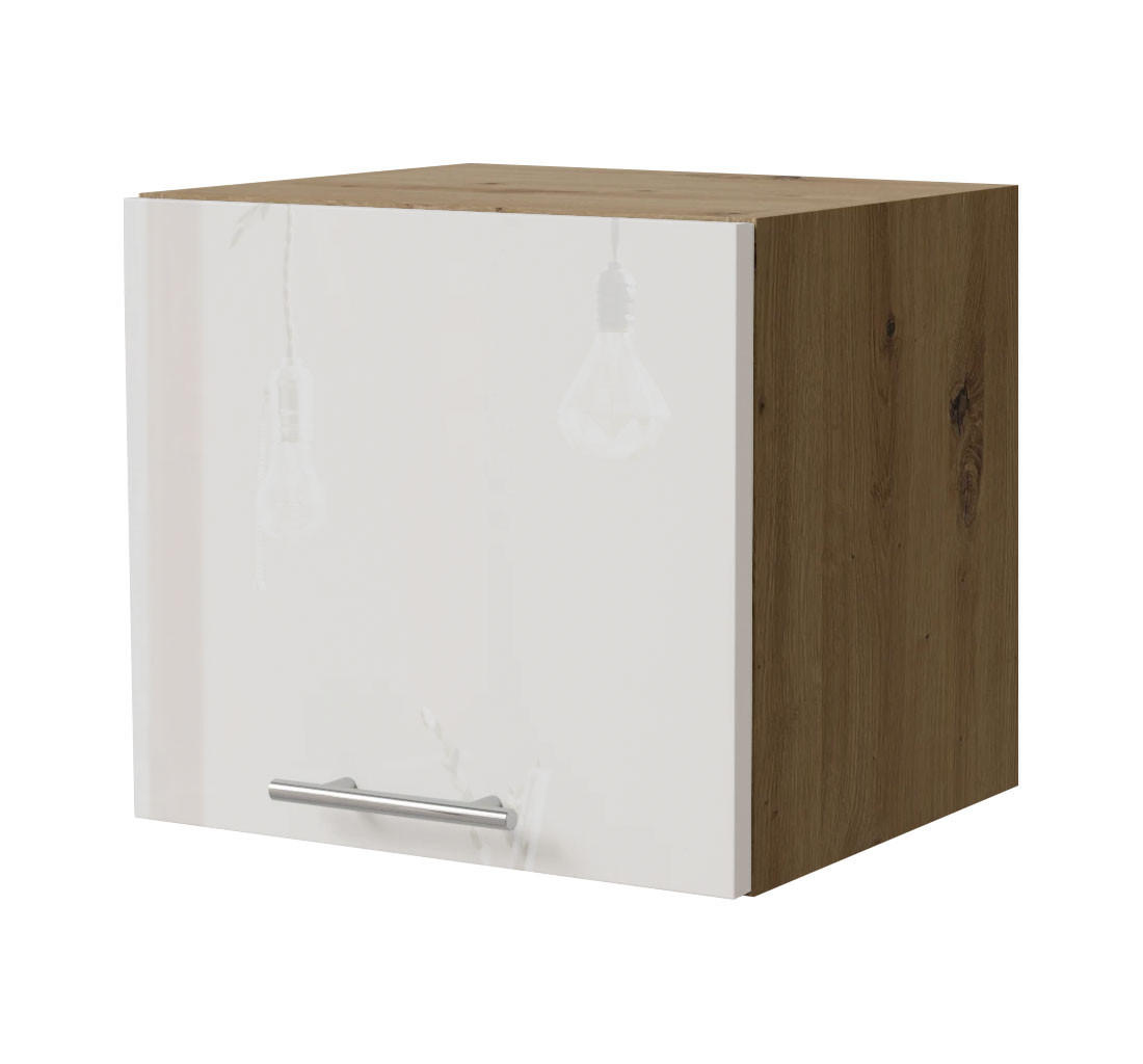 Feldmann-Wohnen Klapphängeschrank Weiß Hochglanz, Eiche Artisan 40x36x32.5 cm