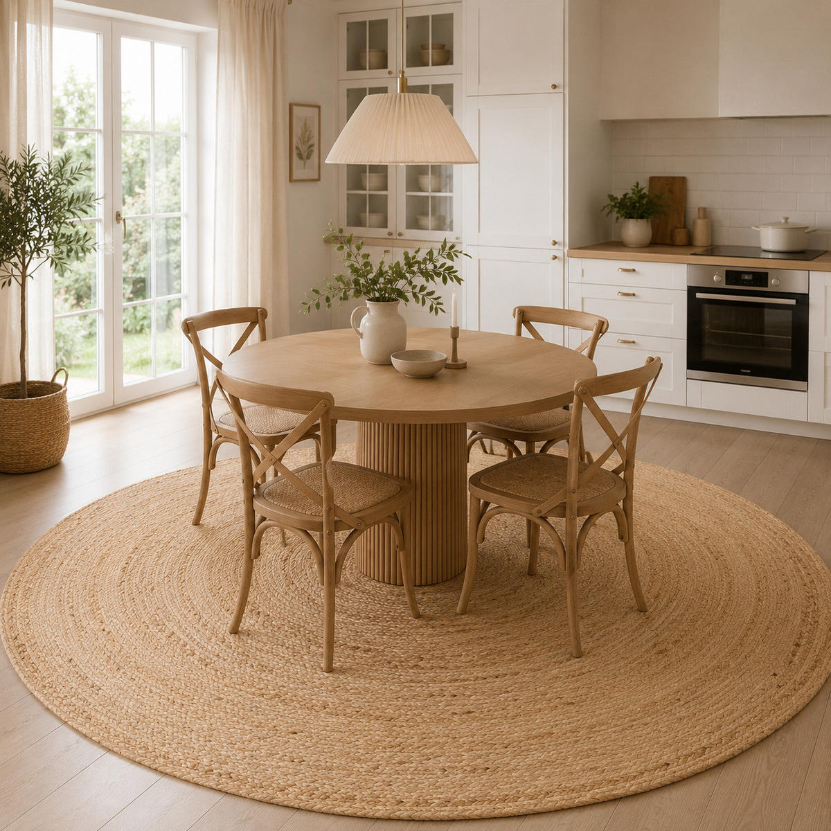 NATURFASER TEPPICH JUTE SALSA NATUR RUND - Beige, Textil (120/120cm) - Pergamon