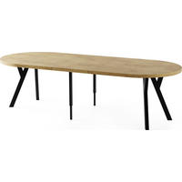 ESSTISCH Twixy XXL groß rund oval ausziehbar, Eiche Hell Braun 100-250/100/76 cm - Eichefarben/Schwarz, Holz/Holzwerkstoff (100/100/76cm) - WFL GROUP