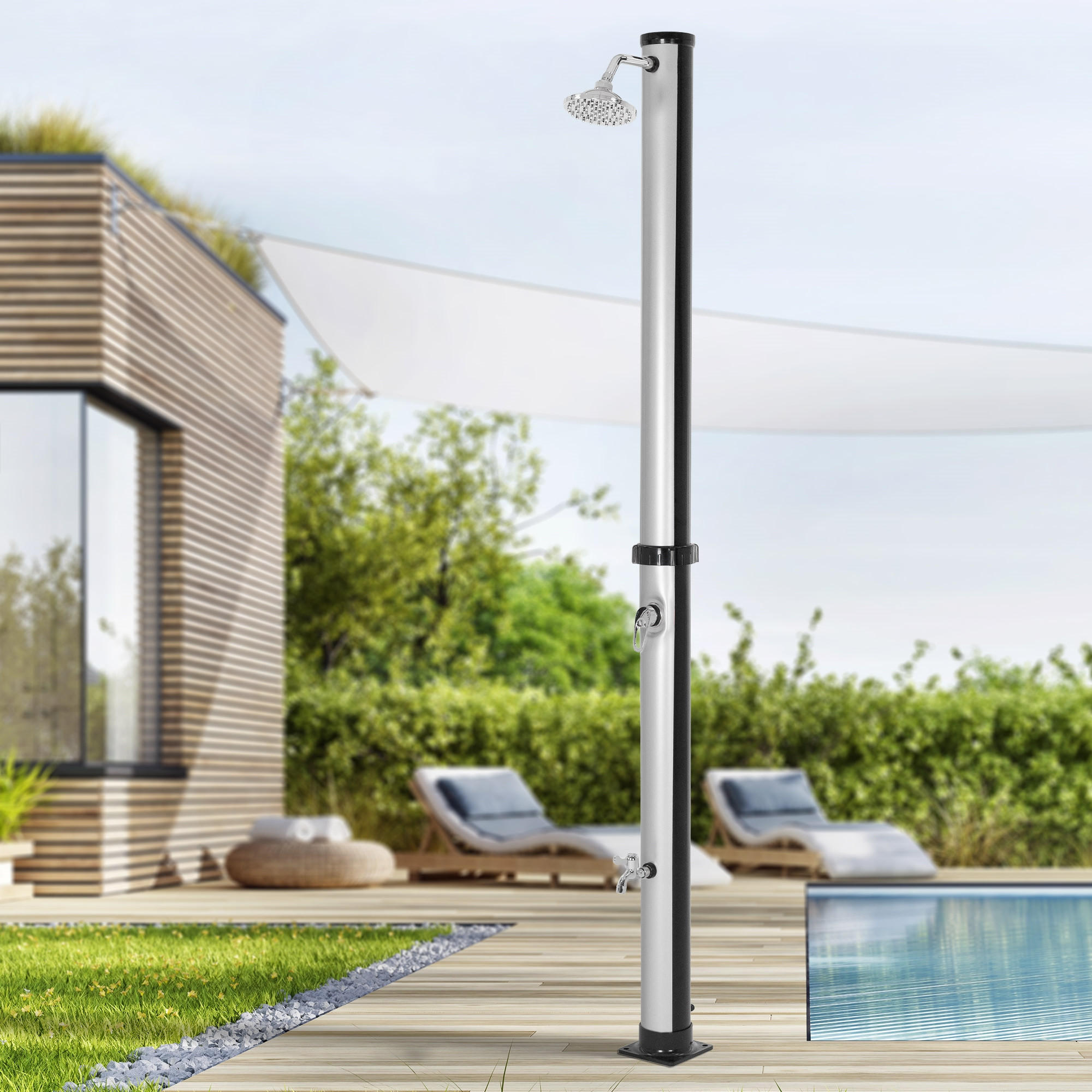 SOLARDUSCHE - Silberfarben, Kunststoff (11.5/210/11.5cm) - ML-DESIGN