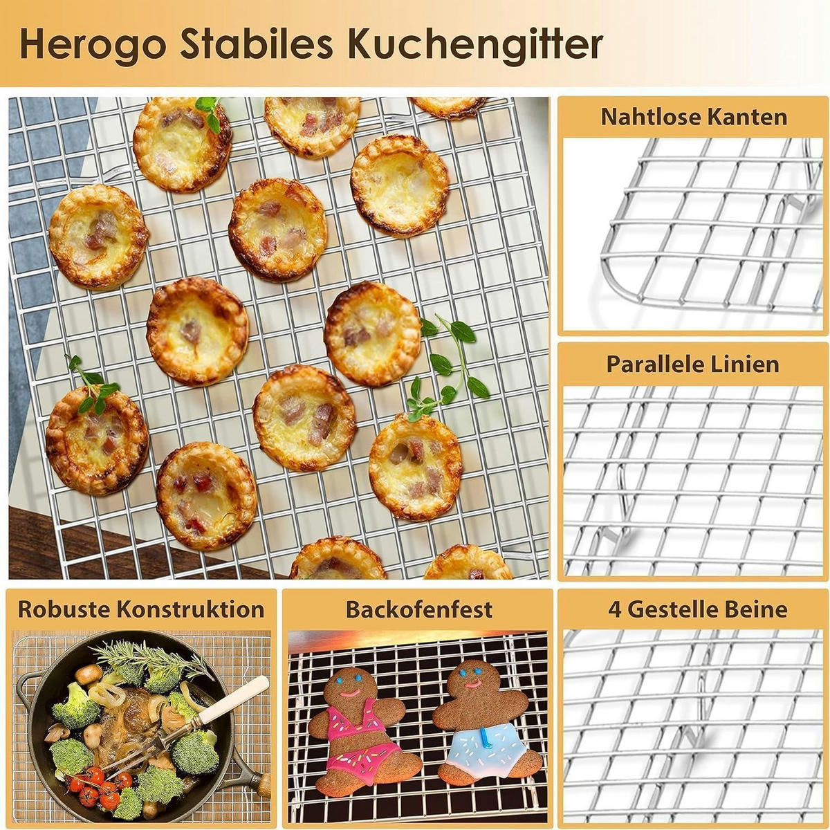 BACKBLECH mit Abkühlgitter Set 26,3 x 20,5 cm Edelstahl - Silberfarben, Metall (20.5/20.5/26.3cm)