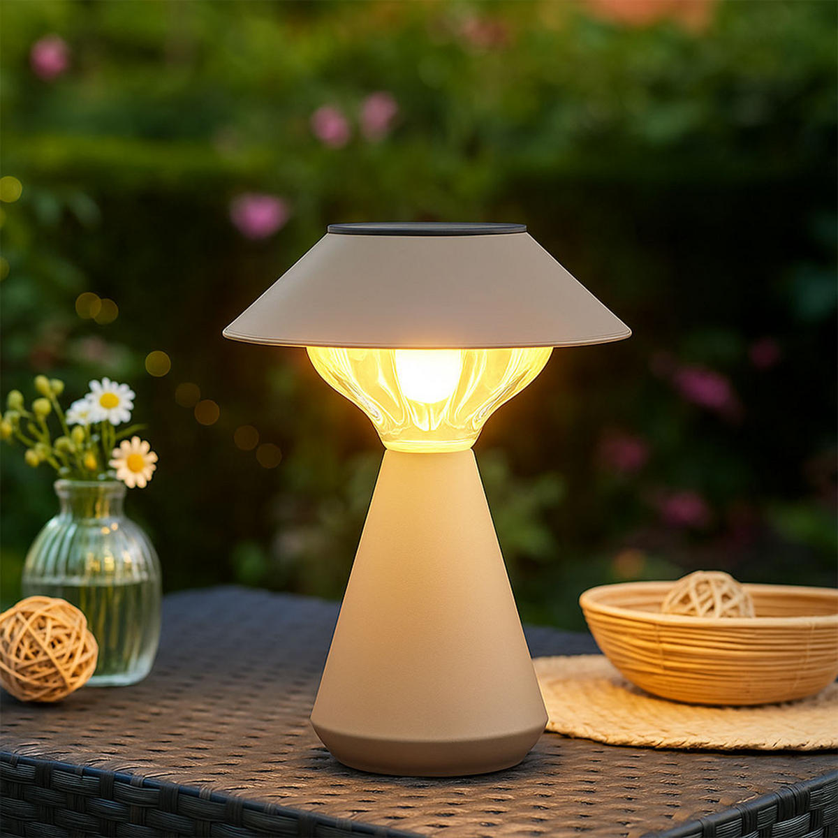 LED AUSSENLEUCHTE Solar Sandfarben - Bernsteinfarben, Metall (18/18/23cm) - Globo Lighting