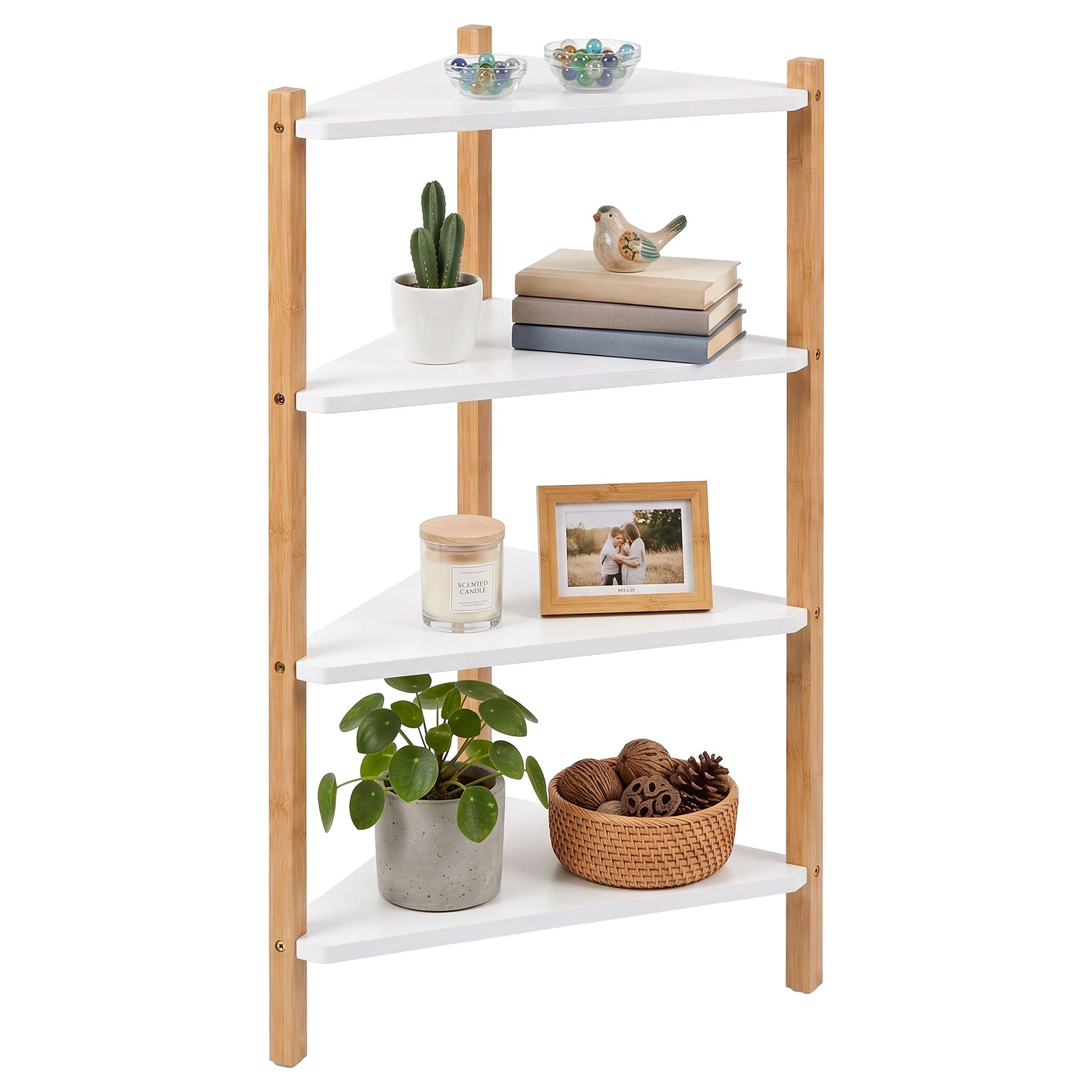 ECKREGAL Natur-Weiß 4 Ablagen - Weiß, Holz/Holzwerkstoff (46/80/25cm) - Relaxdays