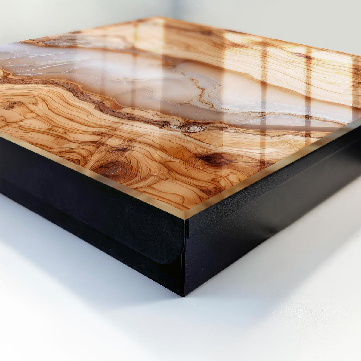 SCHLÜSSELBOX Schwarz 30x30 cm- Türöffnung nach rechts - Holzmuster - Braun, Metall (30/30/5cm) - TULUP