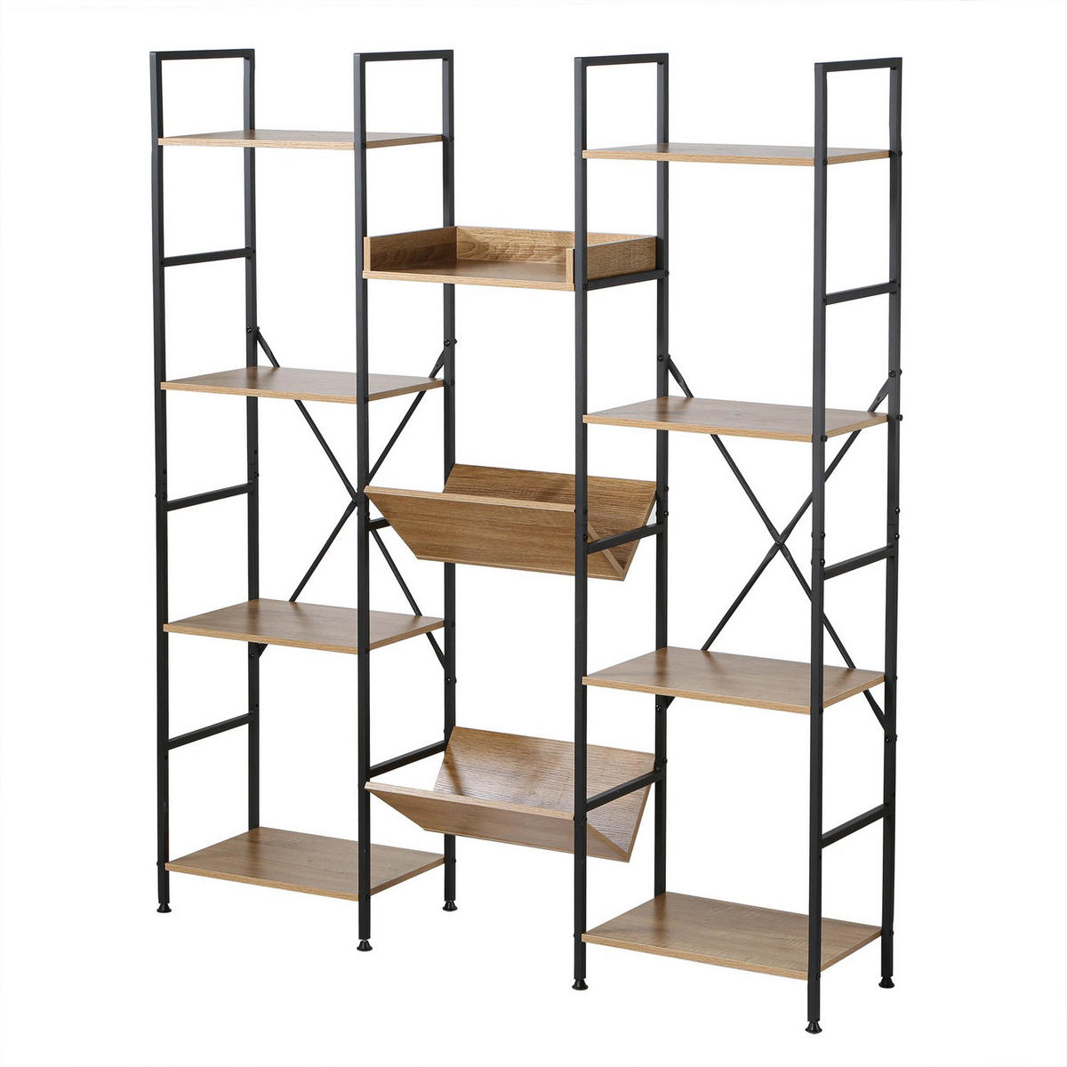 REGAL 11 Ebenen Industrial-Stil - L125 x H150 cm - Apfelbaumfarben, Holzwerkstoff (27/150/125cm) - Calicosy