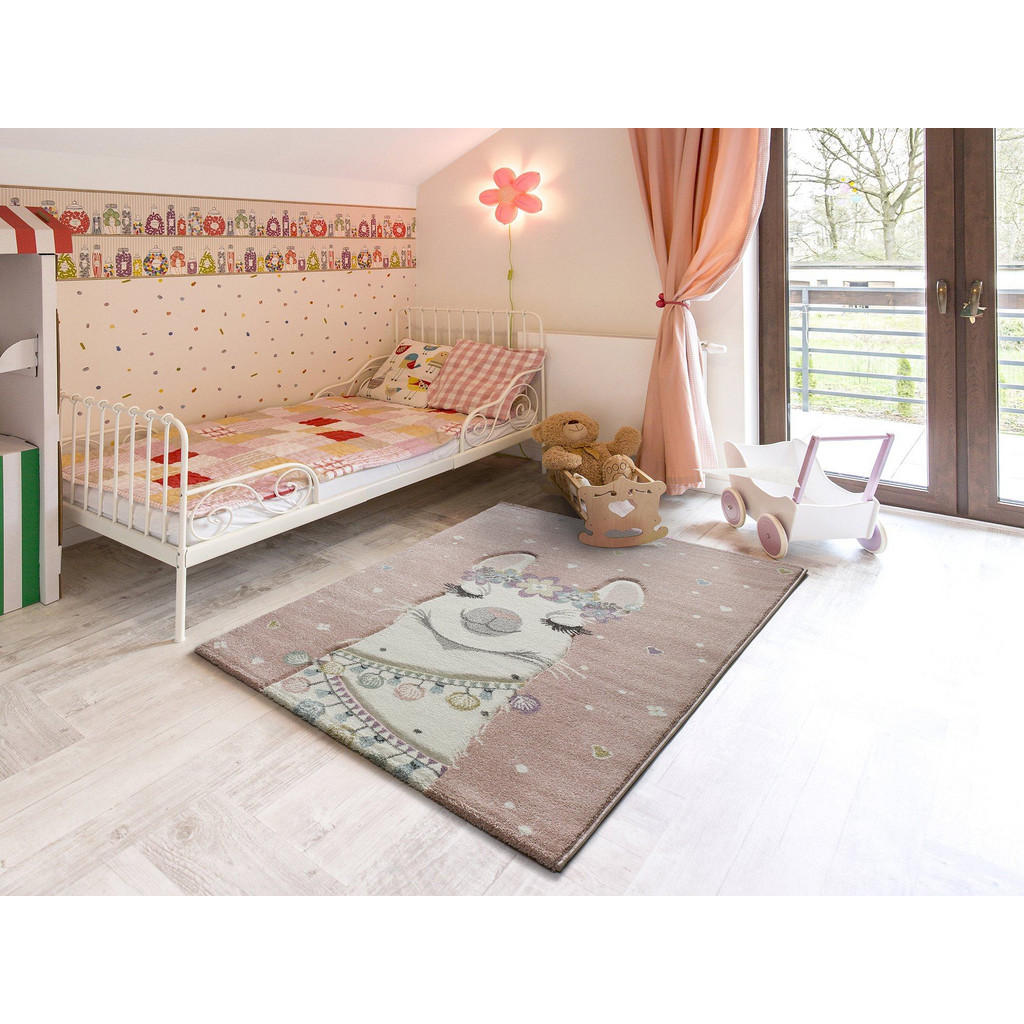 Thumbnail - Atticgo Kinderteppich, Pink, Textil, Tiere, Rechteckig, 120x170 cm, Oeko-Tex® Standard 100, in verschiedenen Größen erhä...