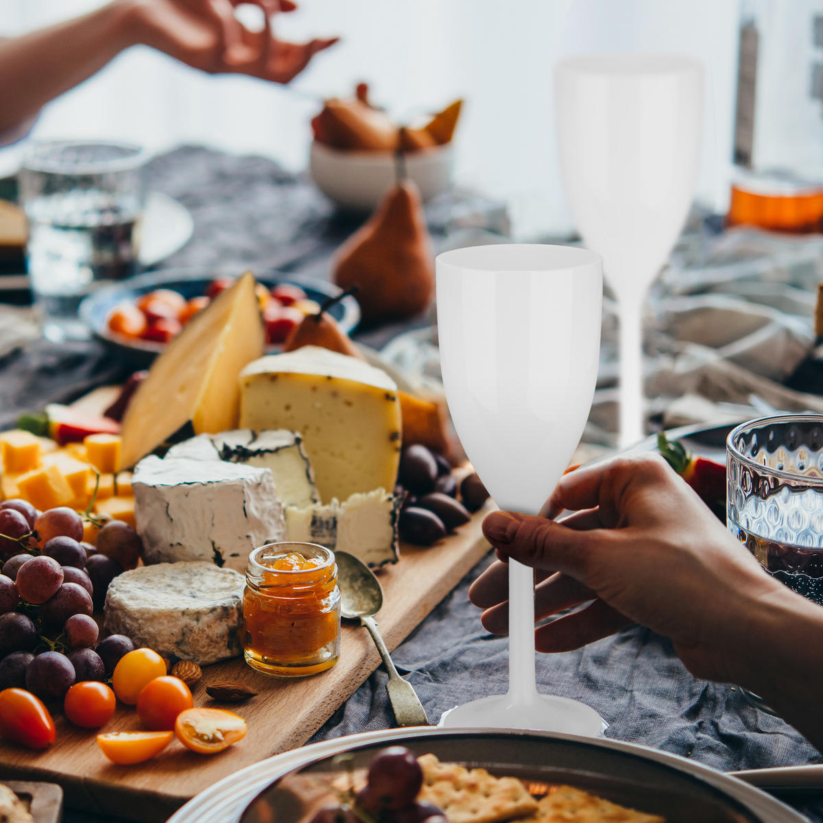 6xWEINGLÄSER - Weiß, Kunststoff (0.22L) - Relaxdays