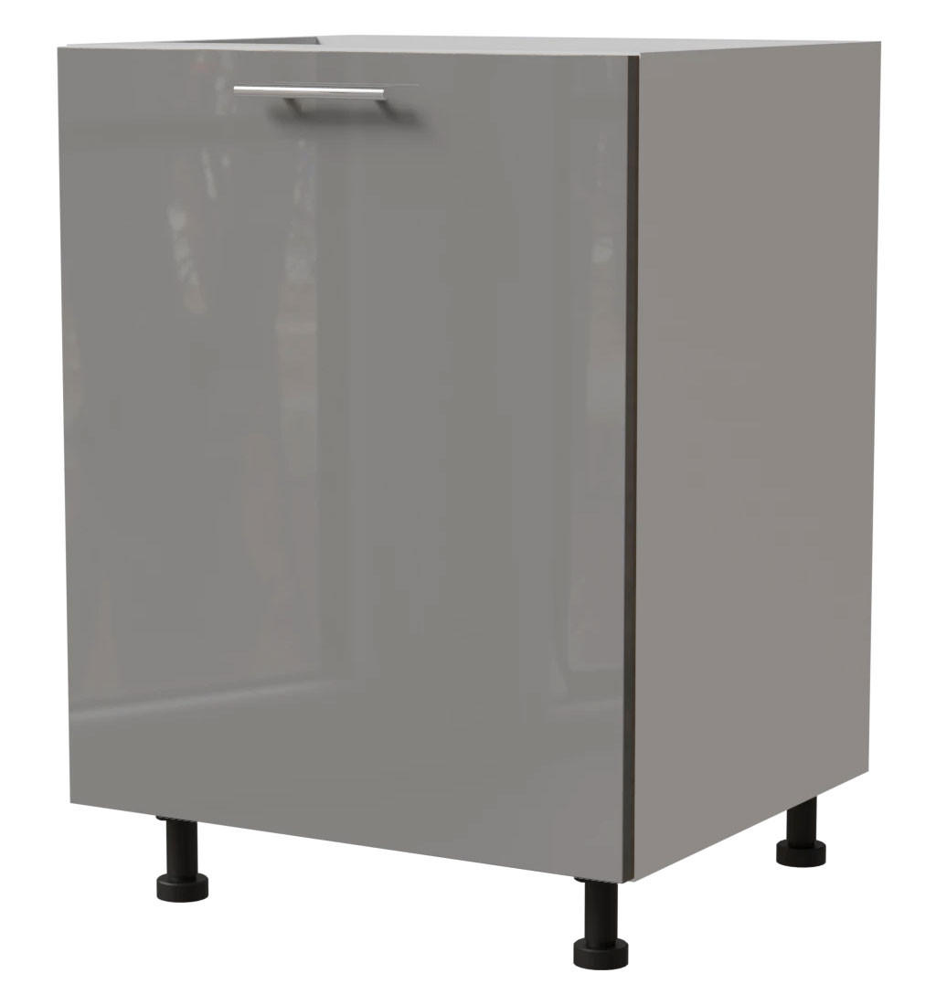 KÜCHENUNTERSCHRANK Essen D1D/60 Grau Hochglanz / Weiß Matt 60 / 50 / 82cm - Weiß/Grau, Holz/Holzwerkstoff (60/82/50cm) - Feldmann-Wohnen