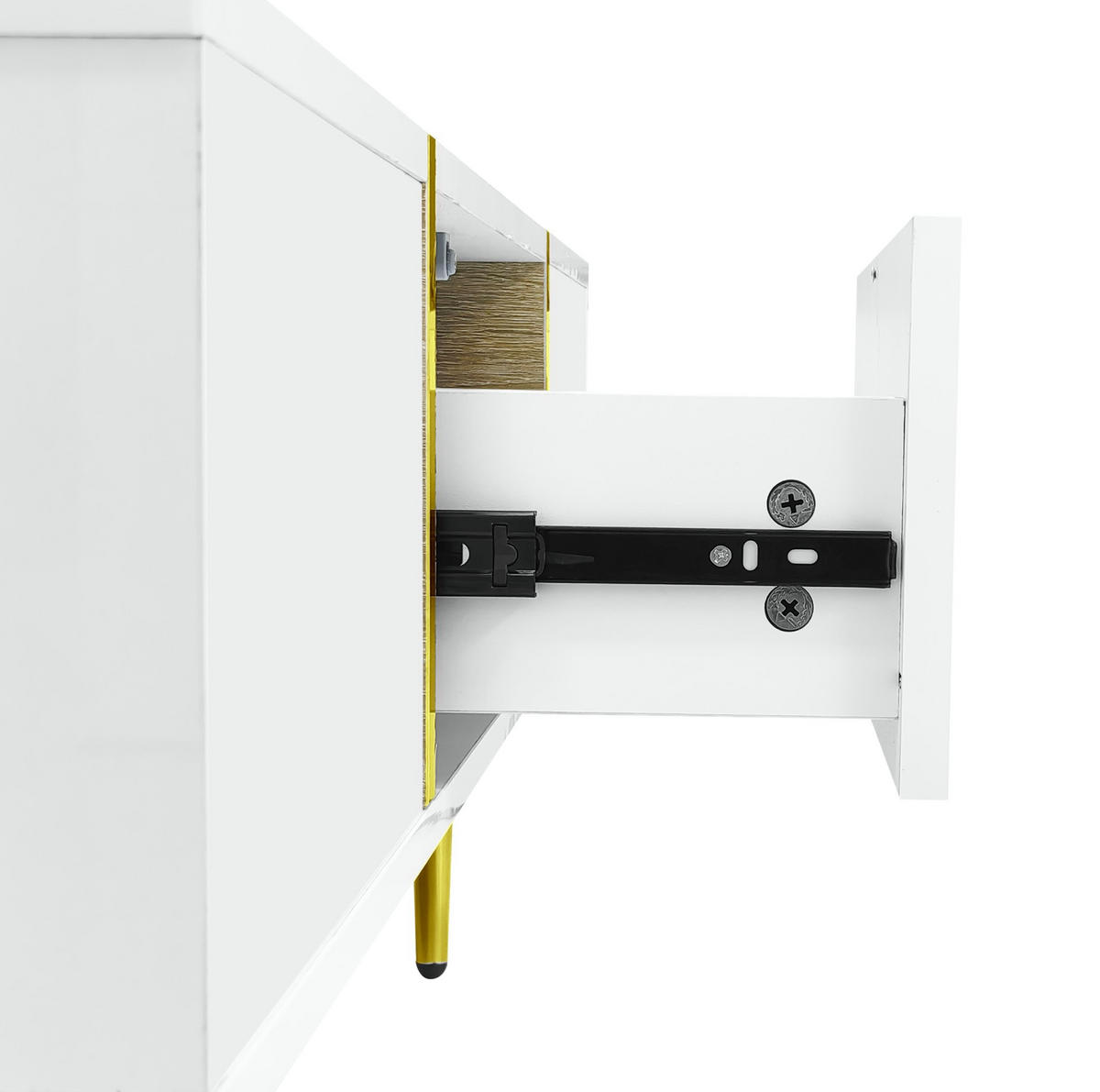 KONFERENČNÍ stolek z MDF, 100/60/41,5 cm bílý vysoký lesk se 2 zásuvkami - bílá, kompozitní dřevo (100/60/41.5cm) - BEAOK