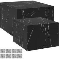 COUCHTISCH 2er Set Lacey, inkl. Filzschoner, Belastbarkeit 45 kg, Marmor Optik schwarz - Schwarz, Holz (60/60/40cm) - tectake