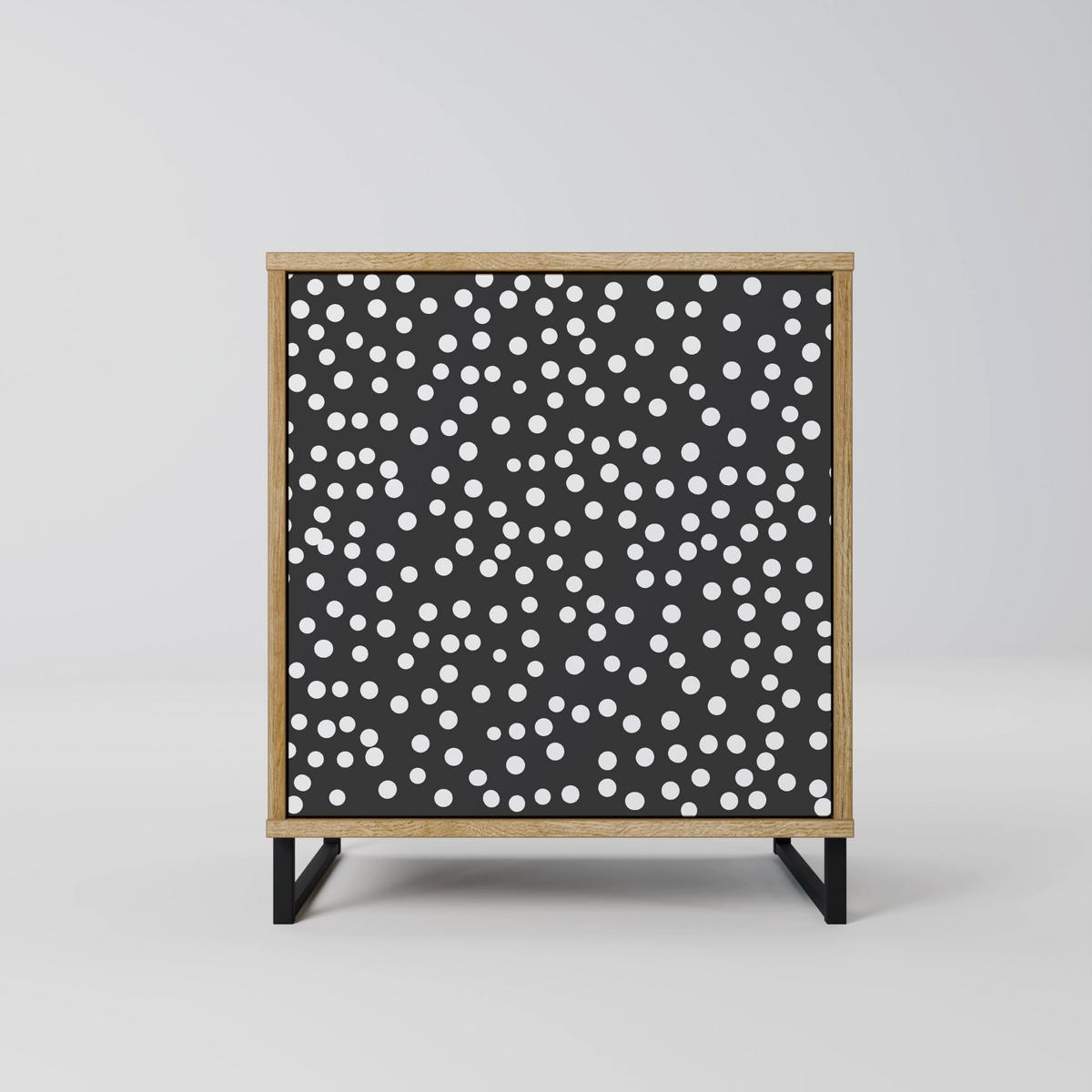 SIDEBOARD BLINDING LIGHTS, Eichefarben, 57,5x42x72,5 cm, Schwarze Metallfüße - Eichefarben/Multicolor, Holzwerkstoff/Metall (57.5/72.5/42cm) - SpaceRebels