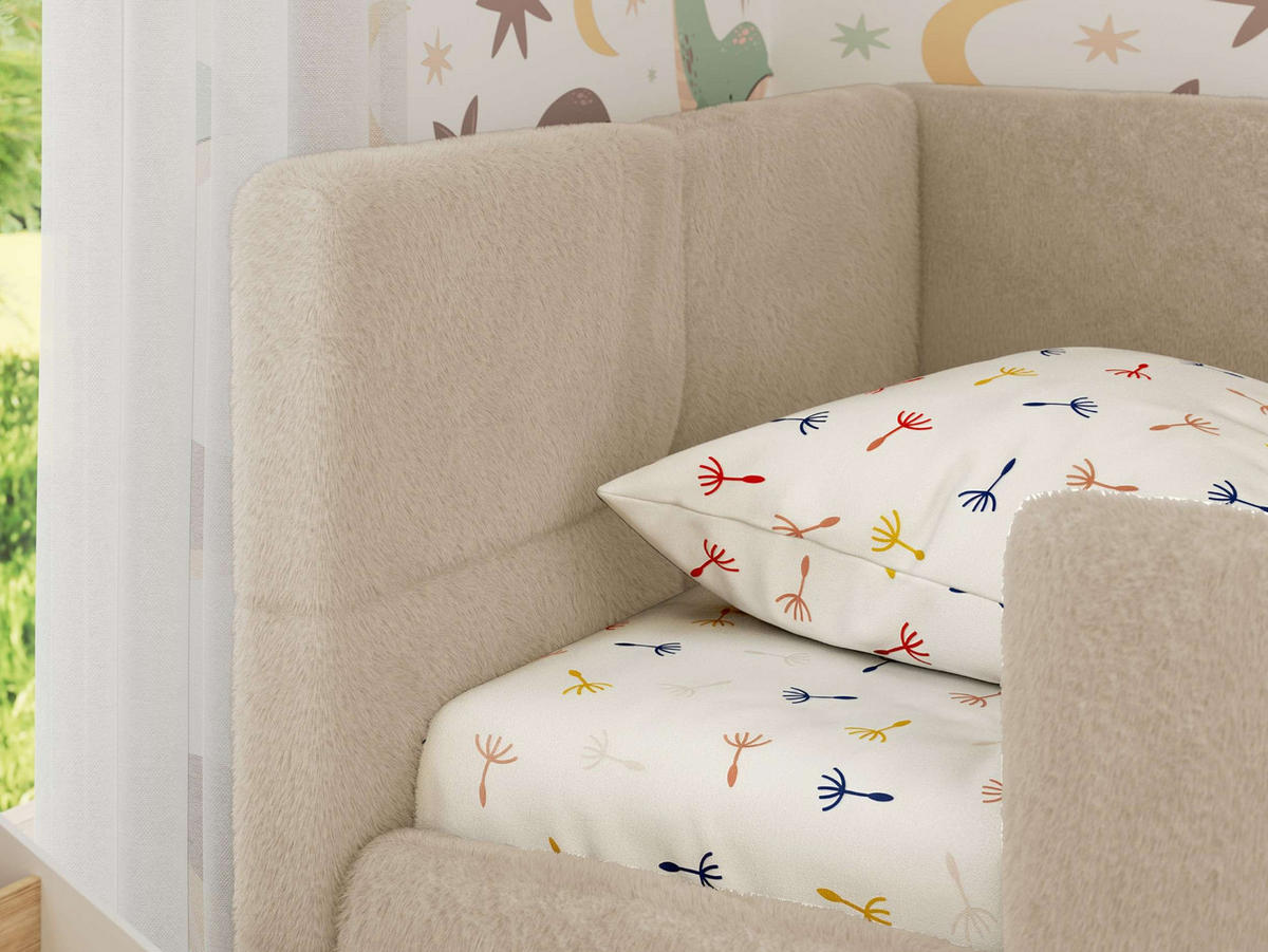 DĚTSKÁ POSTEL ARVO ALTA 90/200 - Krémový Plyš - Vlevo - béžová, textil (90/200cm) - MKS