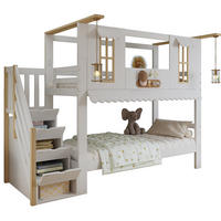 ETAGENBETT aus Kiefer, MDF und Sperrholz 90x200 cm Weiß/Natur mit Stauraumtreppe - Weiß, Holz (90/200cm) - IVMEU
