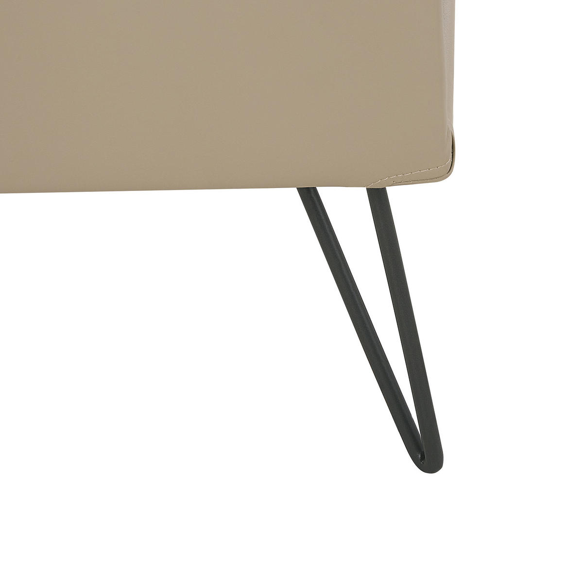 NACHTTISCH beige Kunstleder schwarze Metallbeine 41/48/56 cm Betin - Beige, Kunststoff/Textil (48/56/41cm) - Beliani