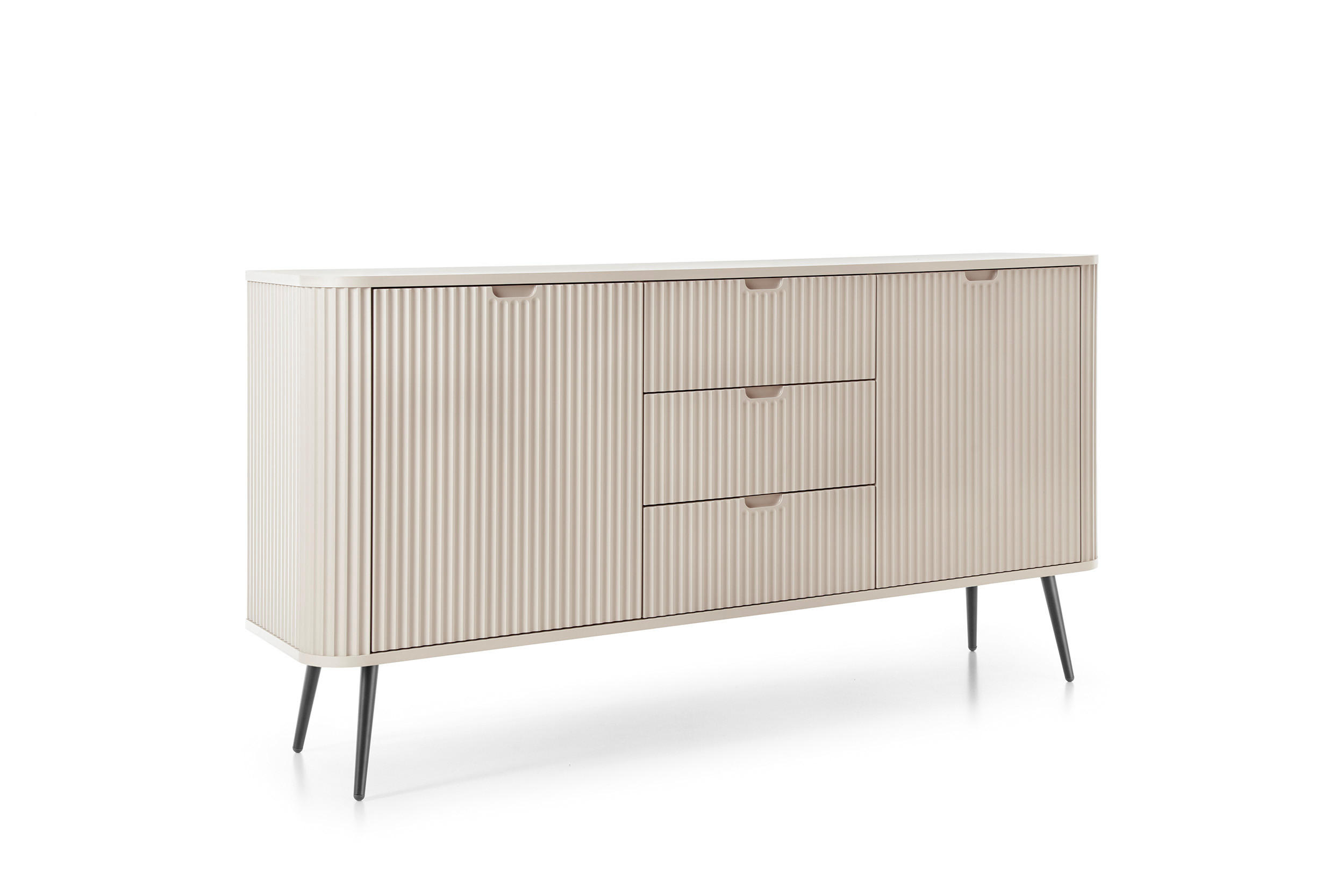 KOMMODE Breite ZOVA Kaschmir-Schwarz, 168x87x39cm 3 Schubladen, 2 Schränke - Kaschmir/Schwarz, Holzwerkstoff/Kunststoff (168/87/39cm) - DomoHome
