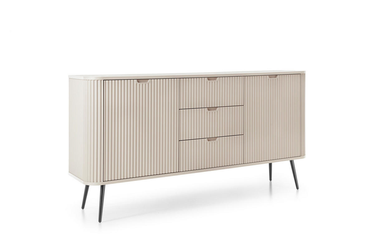 KOMMODE Breite ZOVA Kaschmir-Schwarz, 168x87x39cm 3 Schubladen, 2 Schränke - Kaschmir/Schwarz, Holzwerkstoff/Kunststoff (168/87/39cm) - DomoHome