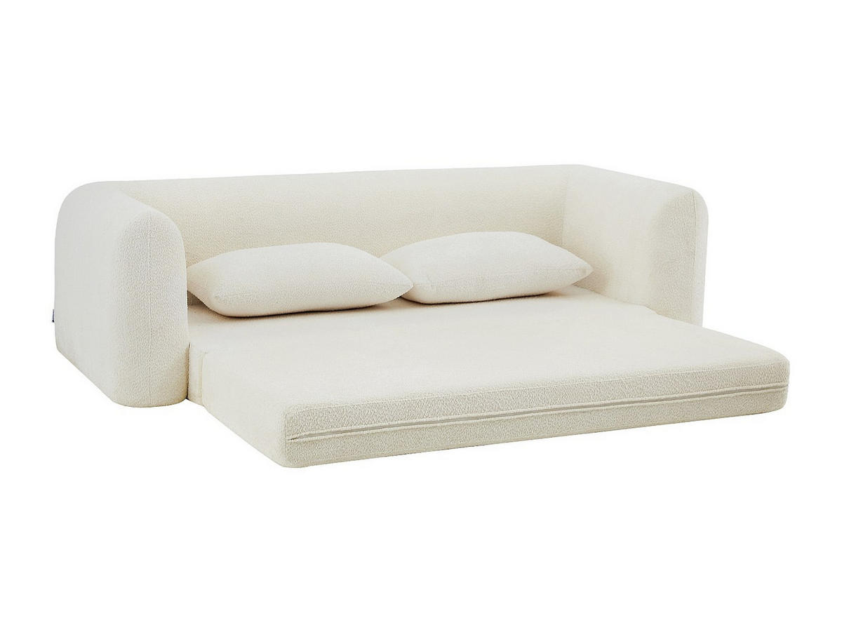 3-SITZER Schlafsofa als Chaiselongue, Bouclé-Stoff Beige – CATONO - Beige, Textil (240/87/111cm) - Vente-Unique