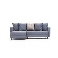 ECKSOFA mit Schlaffunktion, 215 cm Gesamtbreite - Blau/Braun, Holz/Buchenholz (215/150cm) - myHomelando