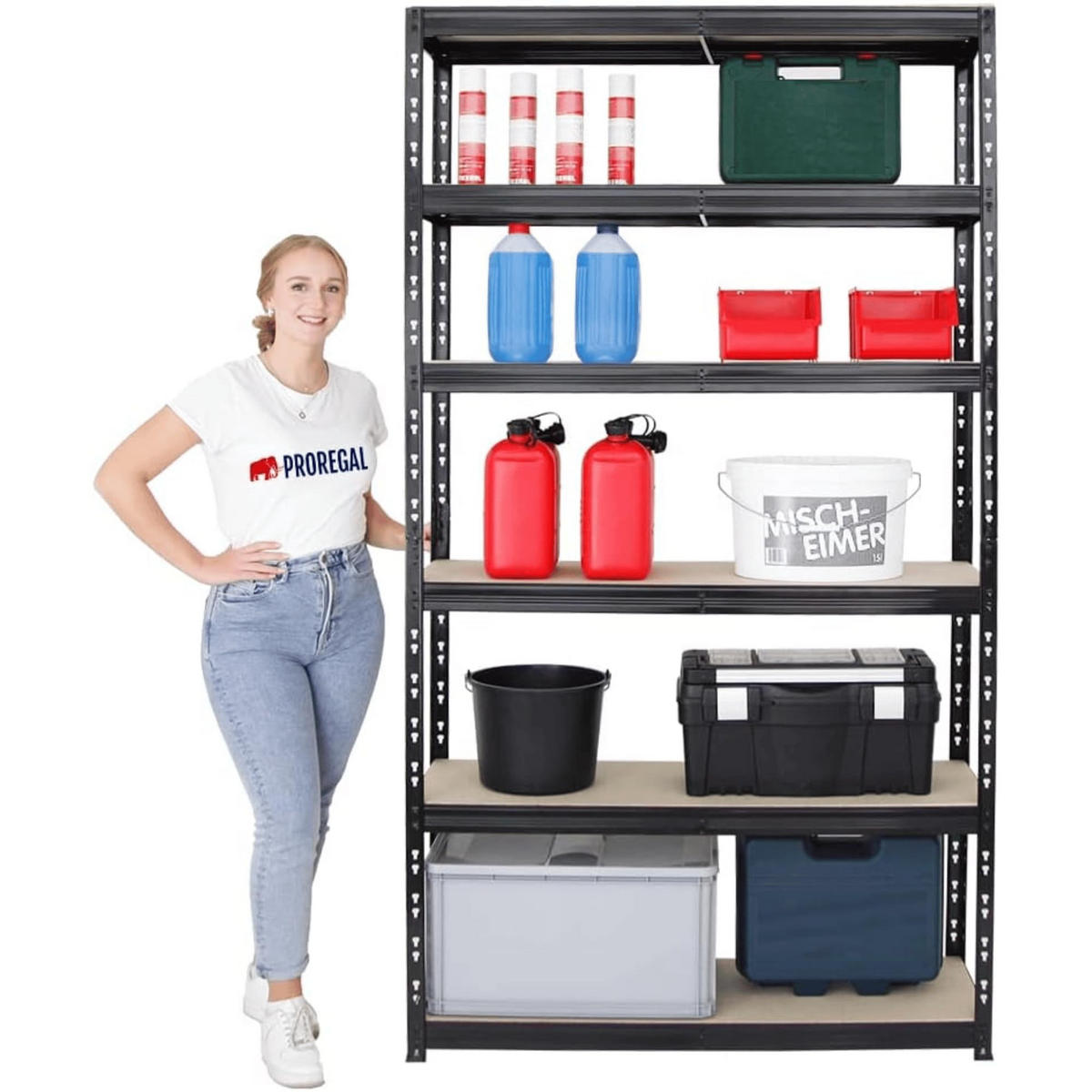 SCHWERLASTREGAL Giant Tiger XL 2er-Set mit 2x 220x120x60 cm Fachlast 265 kg 6-Ebenen Schwarz - Schwarz, Metall (240/220/60cm) - PROREGAL
