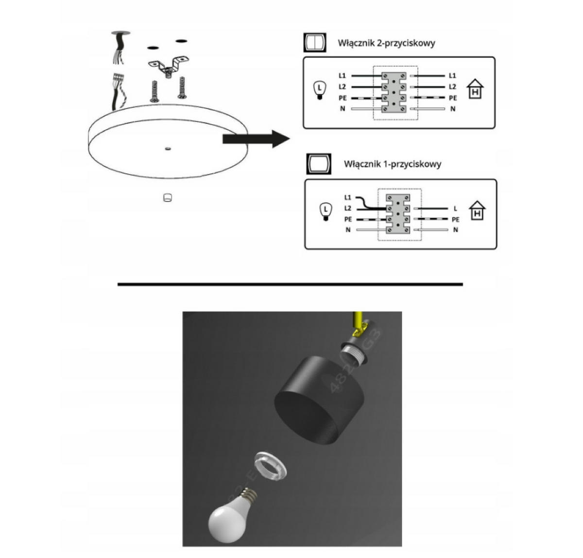 DECKENLEUCHTE BLACKSPOT - Goldfarben/Schwarz, Metall (30/30/20cm) - kiki design
