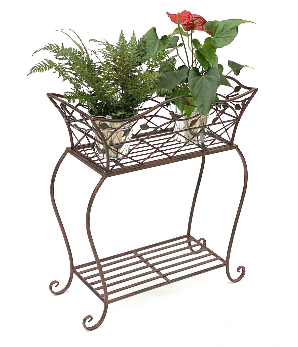 BLUMENSTÄNDER mit Korb Braun Metall 66 cm 93980 S - Braun, Metall (58/66/23cm) - DanDiBo