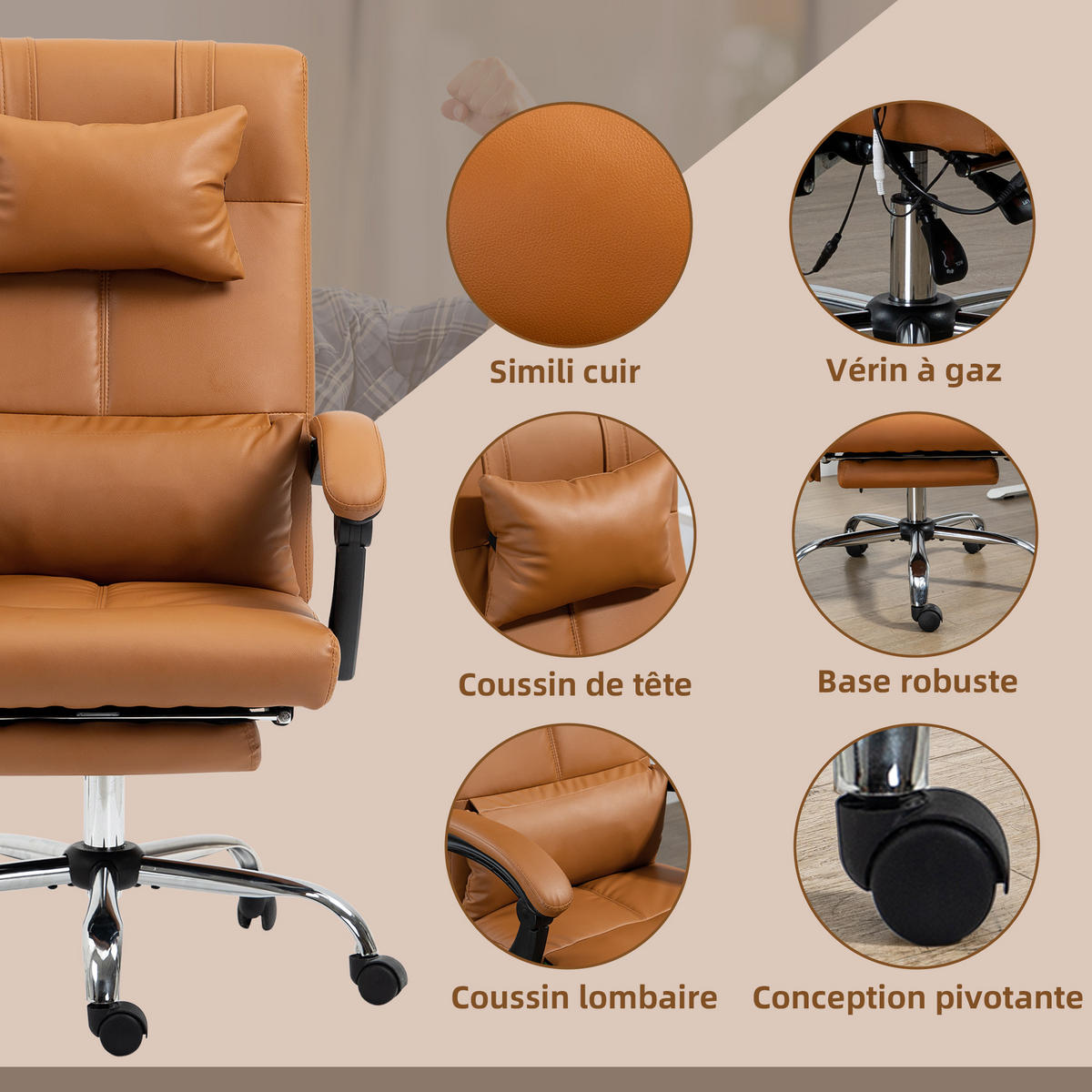 CHEFSESSEL DE-11687 Massage- & Heizfunktion mit Fußstütze Braun - Braun, Metall (67/122/66cm) - ComfortXL