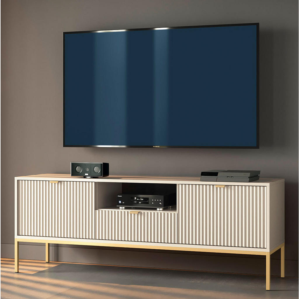 Thumbnail - Feldmann-Wohnen Lowboard, Kaschmir, Gold, Metall, 3 Fächer, 1 Schubladen, Rechteckig, 154x56x39 cm, Wohnzimmer, Wohnwänd...