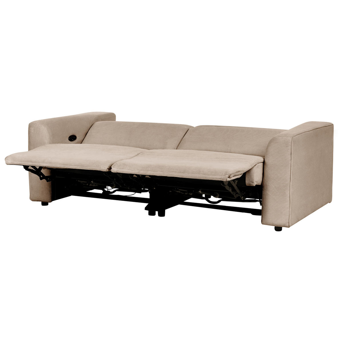 2-SITZER-SOFA Cord sandbeige USB-Port elektrisch verstellbar Ulven - Sandfarben, Textil (222/76/106cm) - Beliani