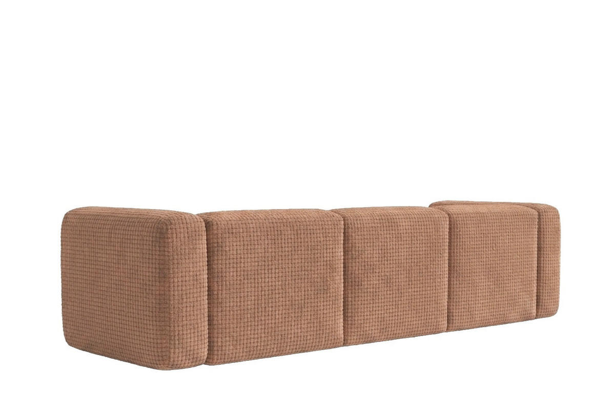 ECKSOFA L-Form, Chenille-Stoff Cremona, Hellbraun, Links, GRETA - Hellbraun, Holz (318/179cm) - Kaiser Möbel