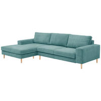 SOFA mit Longchair links Kaylynn Cordstoff eisblau - Pastellblau, Kunststoff (175/294cm) - 58aufmkessel