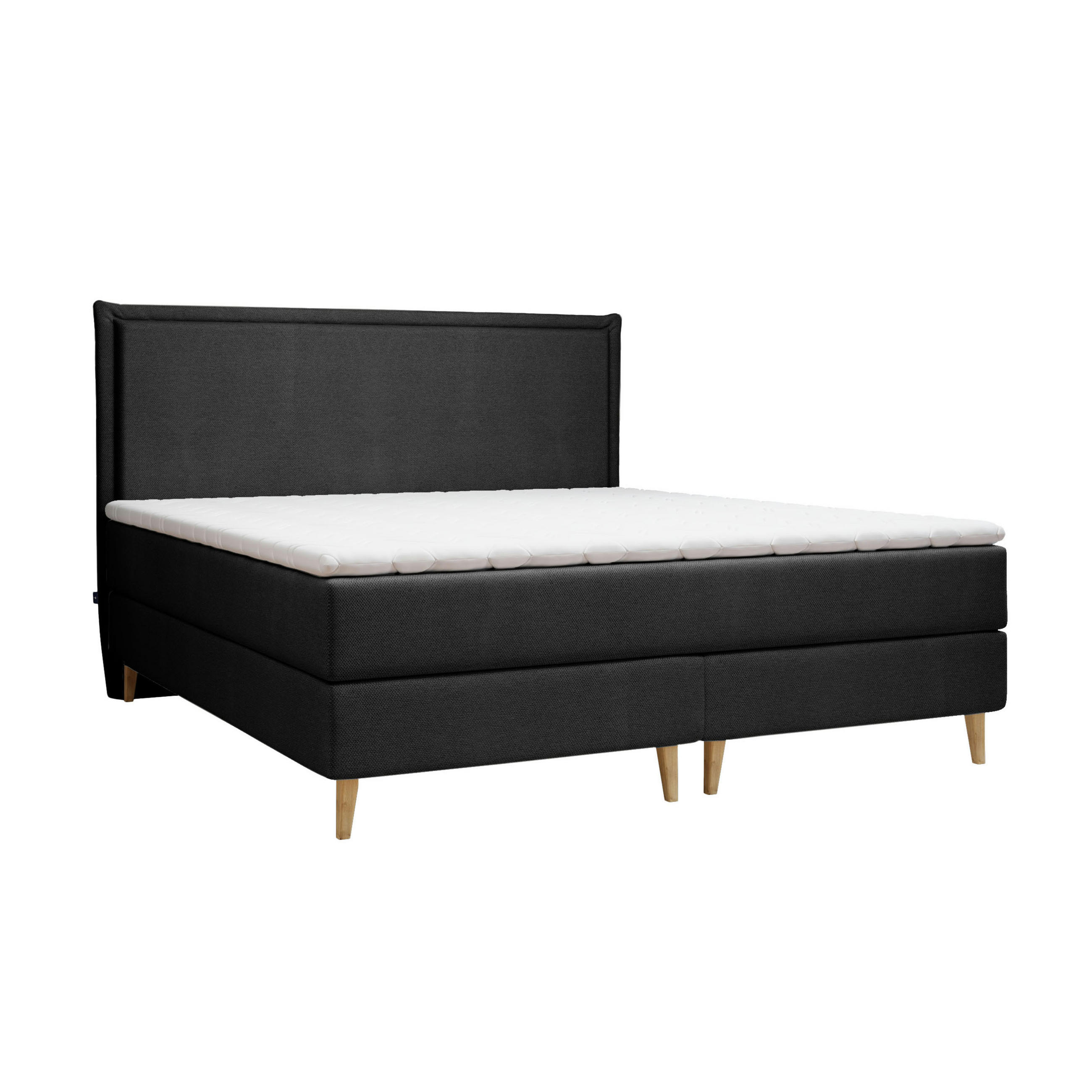 KONTINENTALBETT Calma Schwarz 140/200 cm mit Taschenmatratze - Schwarz/Naturfarben, Holz/Holzwerkstoff (140/200cm) - Maison de Reve