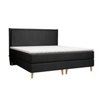 KONTINENTALBETT Calma Schwarz 160/200 cm mit Taschenmatratze - Schwarz/Naturfarben, Holz/Holzwerkstoff (160/200cm) - Maison de Reve