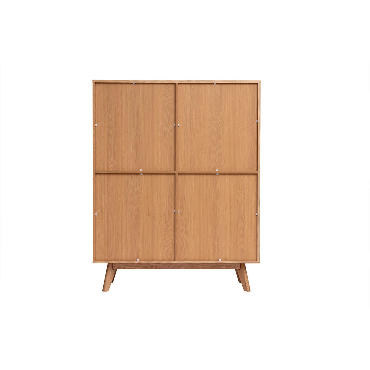 ANRICHTE HELIA Holz Natur und Weiß 4 Türen - Weiß, Holz (40/136/110cm) - Miliboo