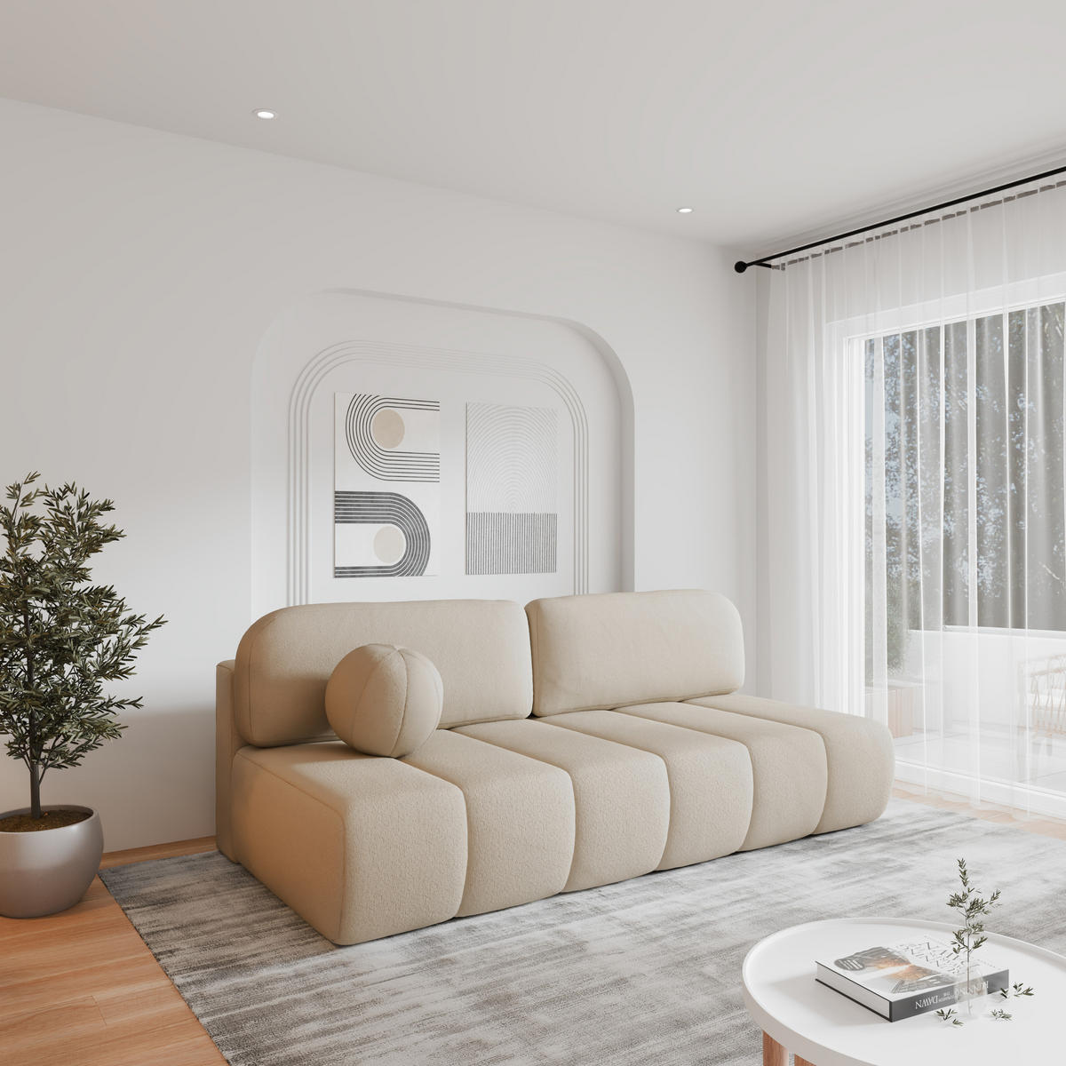 SCHLAFSOFA - Fluffy - Creme (Anthology 20) - Creme, Holz (210/88/104cm) - Möblo