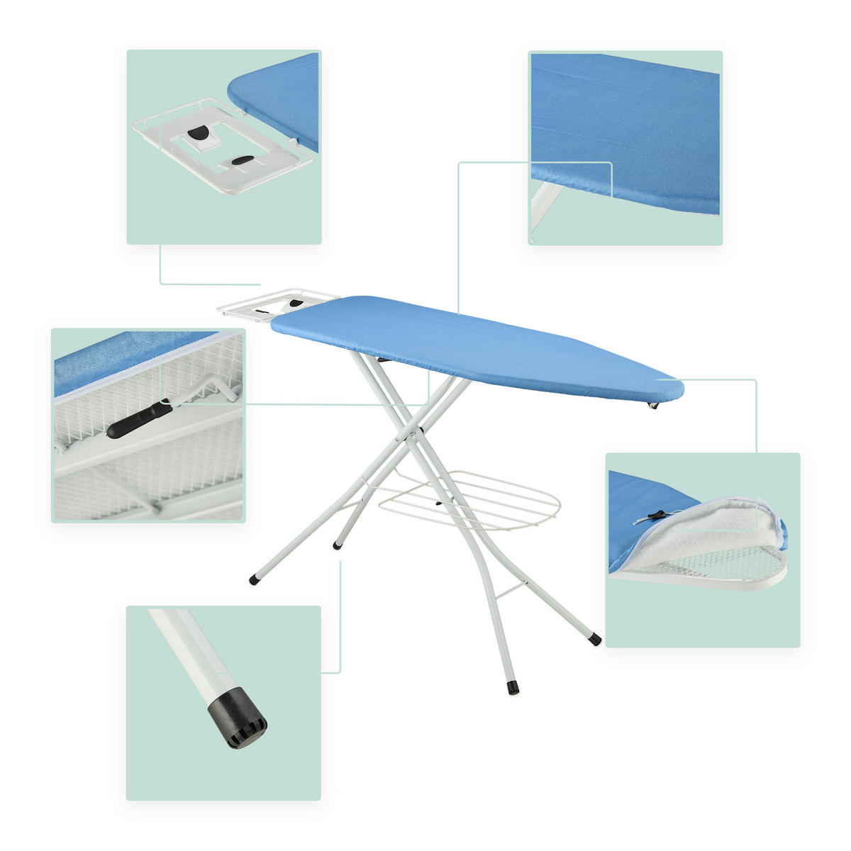 ŽEHLIACA doska - viacfarebná, kov/textil (143/38cm) - Relaxdays