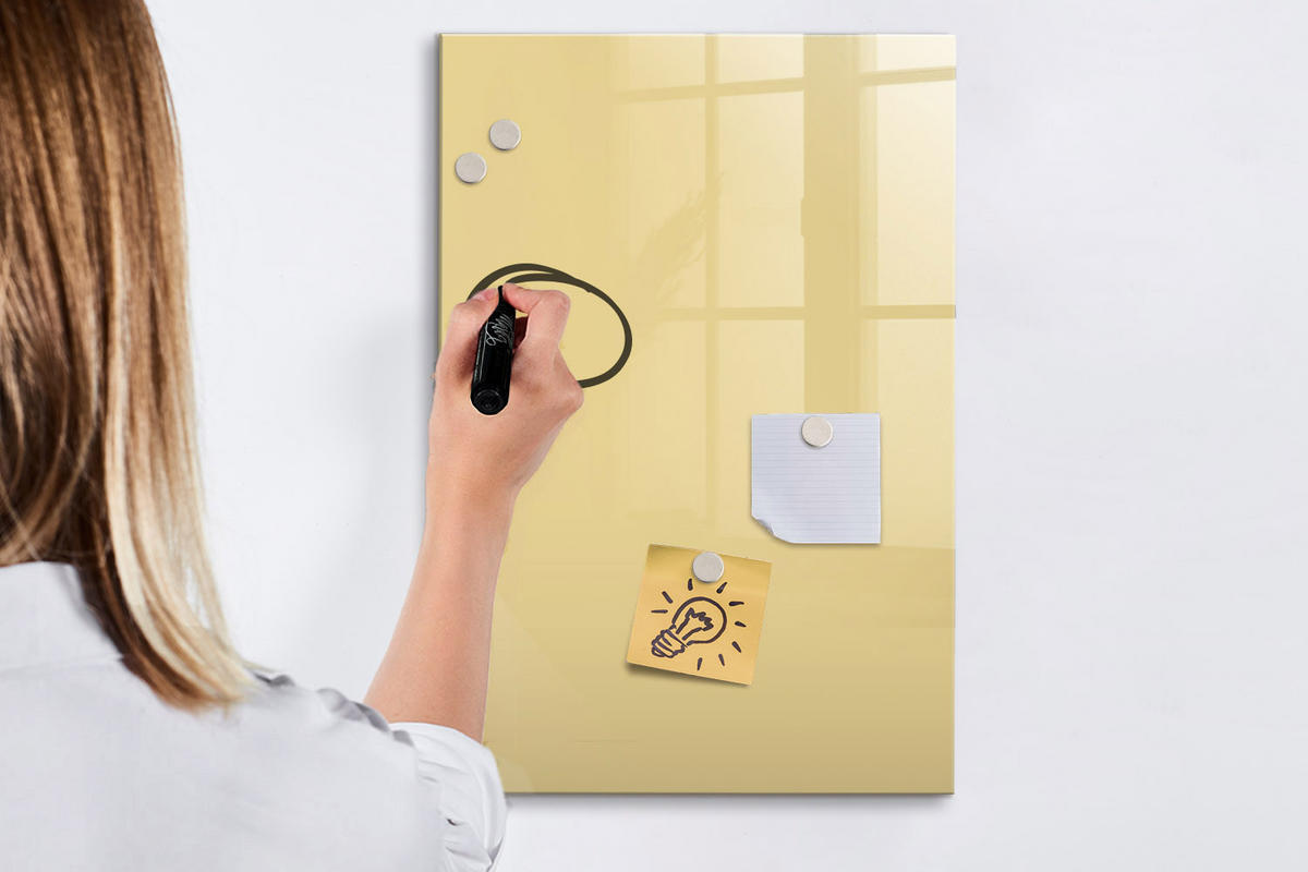 MAGNETTAFEL 40x60 Creme schwarzer Marker - Creme, Glas (40/0.4/60cm) - TULUP