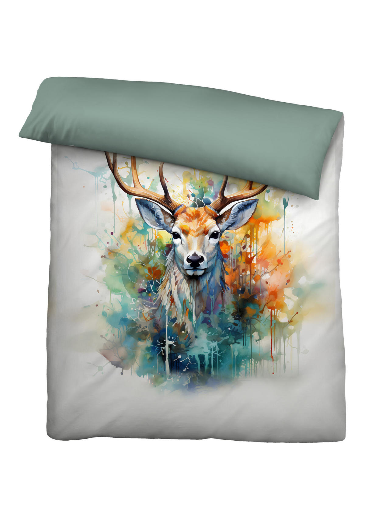 BETTWÄSCHE-GARNITUR Linon Hirsch NATUR, 135x200 cm + 80x80 cm - Naturfarben, Textil (135/200cm) - biberna